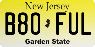 NJ license plate B80FUL