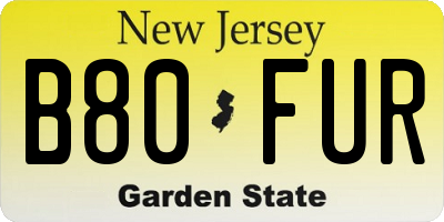 NJ license plate B80FUR
