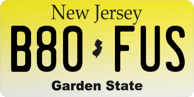 NJ license plate B80FUS