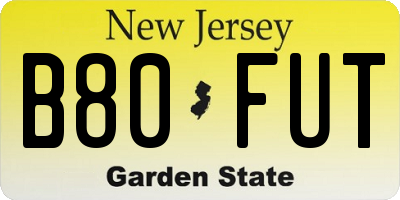 NJ license plate B80FUT
