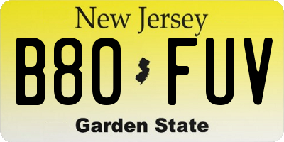 NJ license plate B80FUV