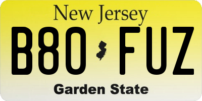 NJ license plate B80FUZ
