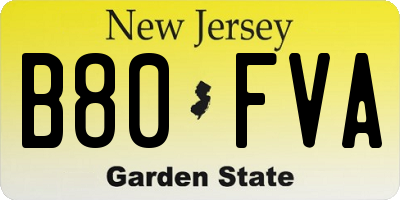NJ license plate B80FVA