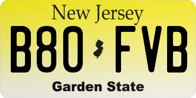 NJ license plate B80FVB