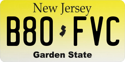 NJ license plate B80FVC