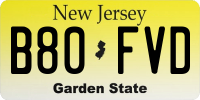 NJ license plate B80FVD