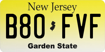 NJ license plate B80FVF