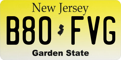 NJ license plate B80FVG