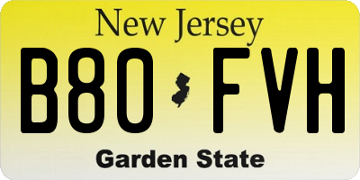 NJ license plate B80FVH