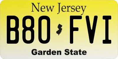 NJ license plate B80FVI