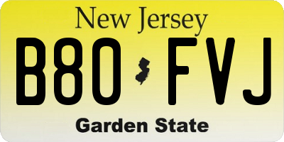 NJ license plate B80FVJ