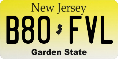 NJ license plate B80FVL