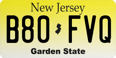 NJ license plate B80FVQ