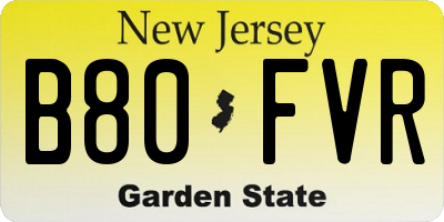 NJ license plate B80FVR