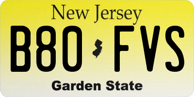 NJ license plate B80FVS