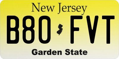 NJ license plate B80FVT