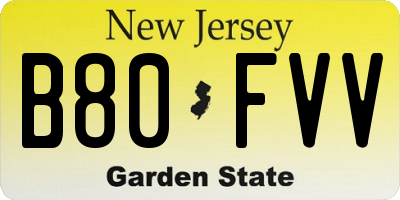 NJ license plate B80FVV