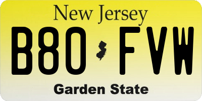 NJ license plate B80FVW
