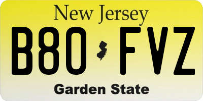 NJ license plate B80FVZ