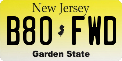 NJ license plate B80FWD