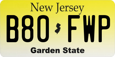 NJ license plate B80FWP