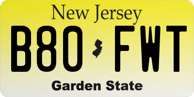 NJ license plate B80FWT