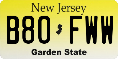NJ license plate B80FWW