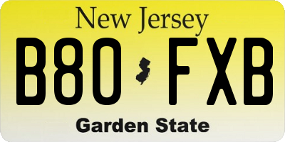 NJ license plate B80FXB