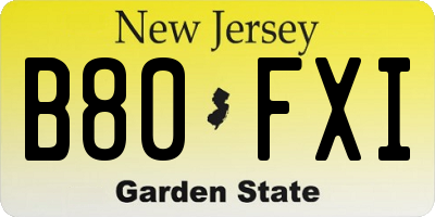 NJ license plate B80FXI