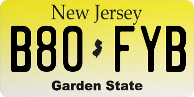 NJ license plate B80FYB