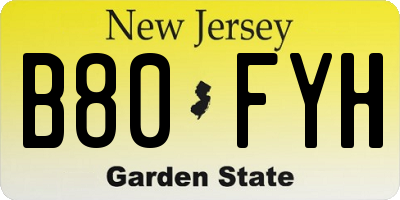 NJ license plate B80FYH
