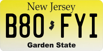 NJ license plate B80FYI