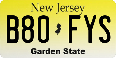 NJ license plate B80FYS
