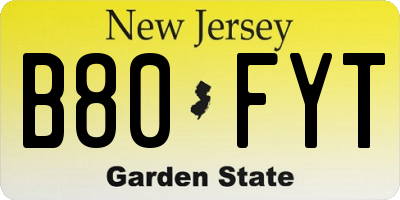 NJ license plate B80FYT