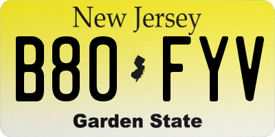 NJ license plate B80FYV