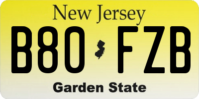 NJ license plate B80FZB