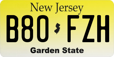 NJ license plate B80FZH