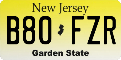 NJ license plate B80FZR