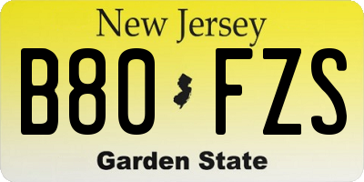 NJ license plate B80FZS