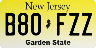 NJ license plate B80FZZ