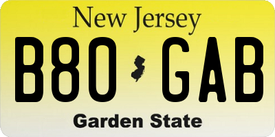 NJ license plate B80GAB