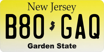 NJ license plate B80GAQ