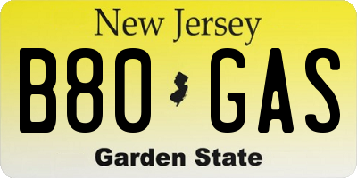 NJ license plate B80GAS