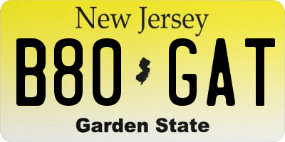 NJ license plate B80GAT