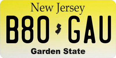 NJ license plate B80GAU