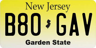 NJ license plate B80GAV