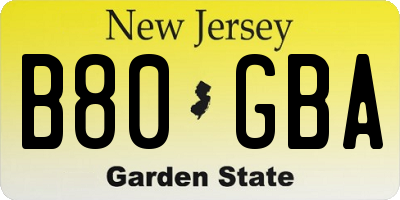 NJ license plate B80GBA