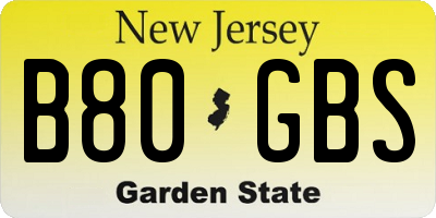 NJ license plate B80GBS