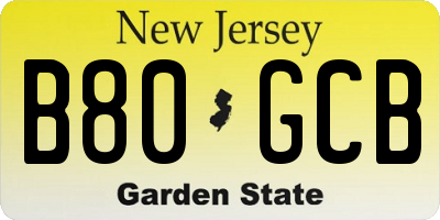 NJ license plate B80GCB