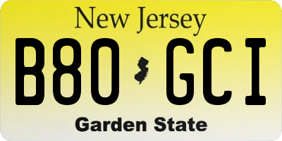 NJ license plate B80GCI